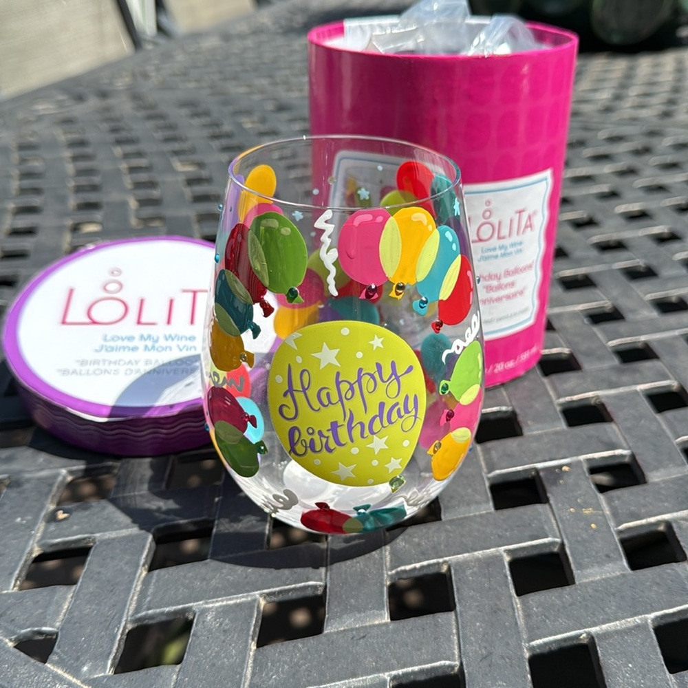 Lolita Happy Birthday Stemless Wine Glass